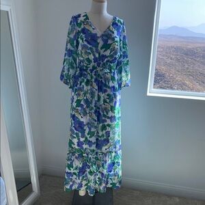 Floral purple and Green Maxi Dress